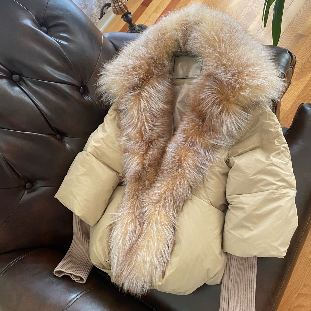Fox fur trim, oversize, puffer jacket